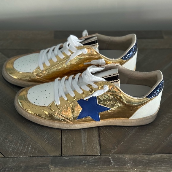 Gold & Blue Glitter ShuShop Sneakers - Picture 3 of 5